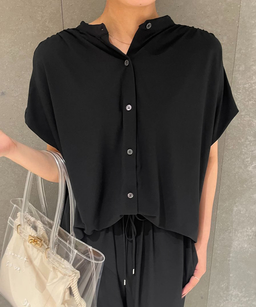 SLOBE IENA(スローブイエナ)の「《2枚セット》カットジョーゼットセットアップ(Tシャツ/カットソー・レディース・ブラック/ブラウン・36/38)」の18枚目の写真
