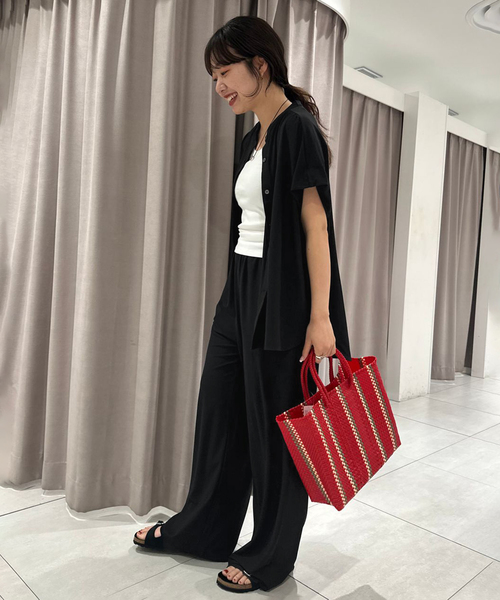 SLOBE IENA(スローブイエナ)の「《2枚セット》カットジョーゼットセットアップ(Tシャツ/カットソー・レディース・ブラック/ブラウン・36/38)」の21枚目の写真