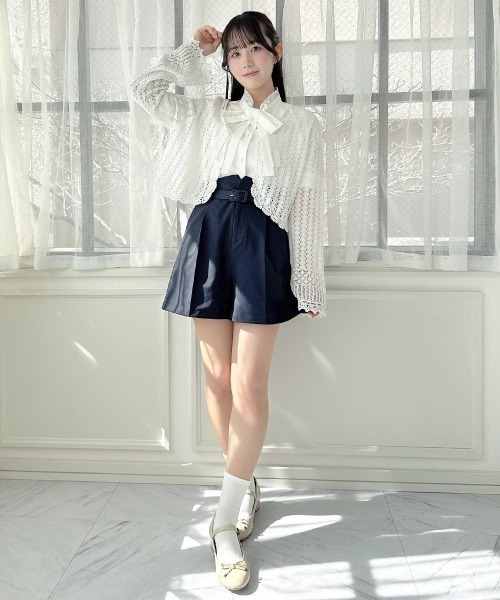 F i.n.t(フィント)の「細ベルト付きハイウエストショートパンツ(その他パンツ・レディース・ダークグレー/ネイビー・FREE)」の9枚目の写真