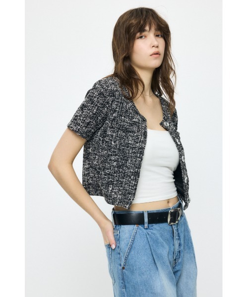 MOUSSY(マウジー)の「TWEED CRUSH トップス(Tシャツ/カットソー・レディース・ピンク/ブラック/ブルー・FREE)」の8枚目の写真