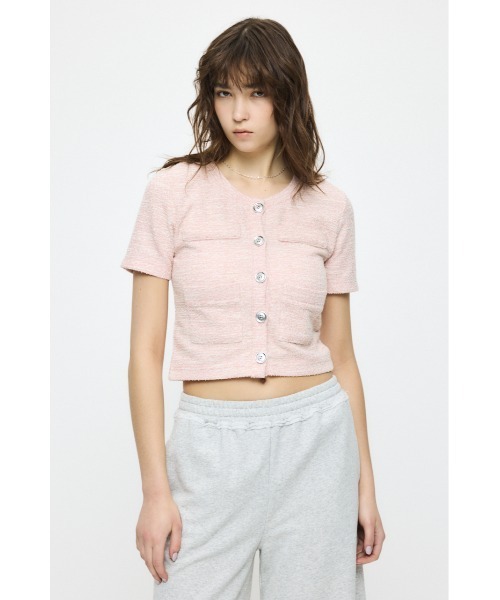 MOUSSY(マウジー)の「TWEED CRUSH トップス(Tシャツ/カットソー・レディース・ピンク/ブラック/ブルー・FREE)」の11枚目の写真
