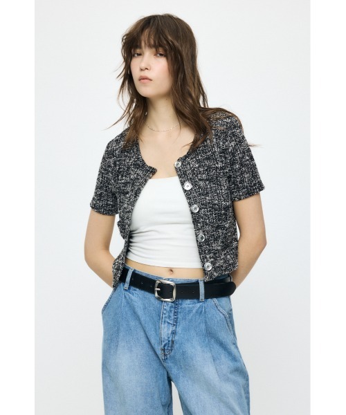 MOUSSY(マウジー)の「TWEED CRUSH トップス(Tシャツ/カットソー・レディース・ピンク/ブラック/ブルー・FREE)」の4枚目の写真