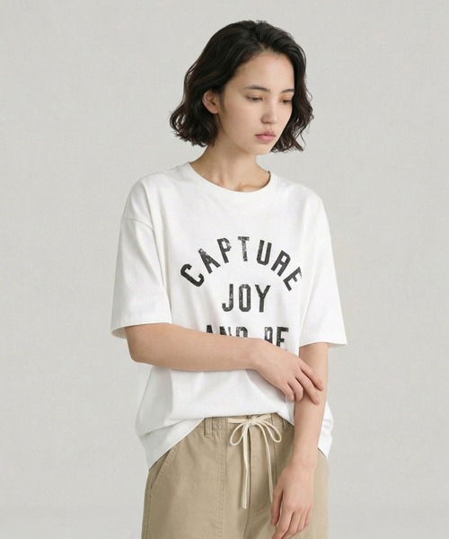 GLOBAL WORK(グローバルワーク)の「冷感コットンプリントBIGTシャツ636805(Tシャツ/カットソー・レディース・ホワイト/ダークブラウン/ダークグレー/ネイビー/グリーン/レッド・LARGE/MEDIUM)」の20枚目の写真