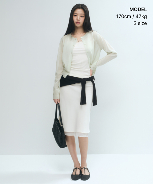 MUSINSA STANDARD WOMAN（ムシンサスタンダードウーマン）の「ウィメンズシアラウンドネックカーディガン[ペイルミント]（カーディガン/ボレロ・レディース・その他・SMALL/MEDIUM/LARGE/X-SMALL）」の6枚目の写真