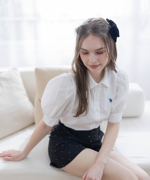 U.S. POLO ASSN.（ユーエスポロアッスン）の「【U.S. POLO ASSN.】clear 別注 袖バルーン半袖シャツブラウス（シャツ/ブラウス・レディース・イエロー系その他/サックスブルー/オフホワイト・F）」の14枚目の写真