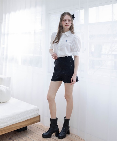 U.S. POLO ASSN.（ユーエスポロアッスン）の「【U.S. POLO ASSN.】clear 別注 袖バルーン半袖シャツブラウス（シャツ/ブラウス・レディース・イエロー系その他/サックスブルー/オフホワイト・F）」の16枚目の写真