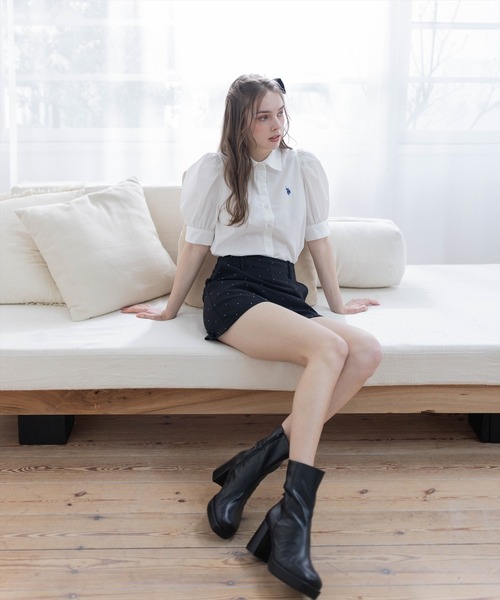 U.S. POLO ASSN.（ユーエスポロアッスン）の「【U.S. POLO ASSN.】clear 別注 袖バルーン半袖シャツブラウス（シャツ/ブラウス・レディース・イエロー系その他/サックスブルー/オフホワイト・F）」の15枚目の写真