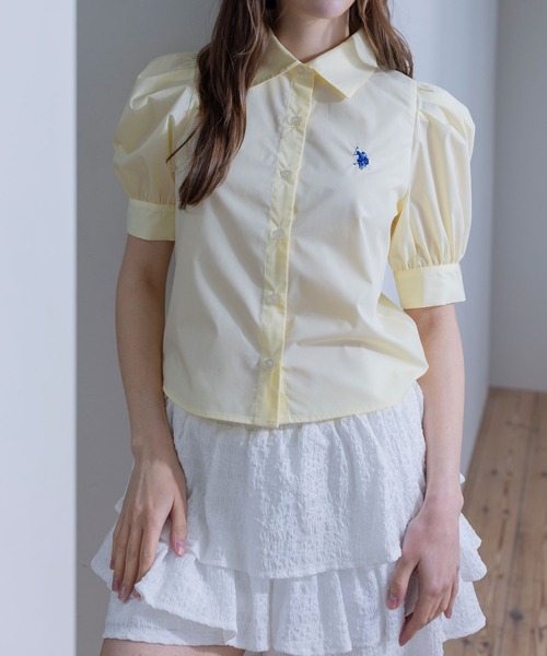 U.S. POLO ASSN.（ユーエスポロアッスン）の「【U.S. POLO ASSN.】clear 別注 袖バルーン半袖シャツブラウス（シャツ/ブラウス・レディース・イエロー系その他/サックスブルー/オフホワイト・F）」の6枚目の写真