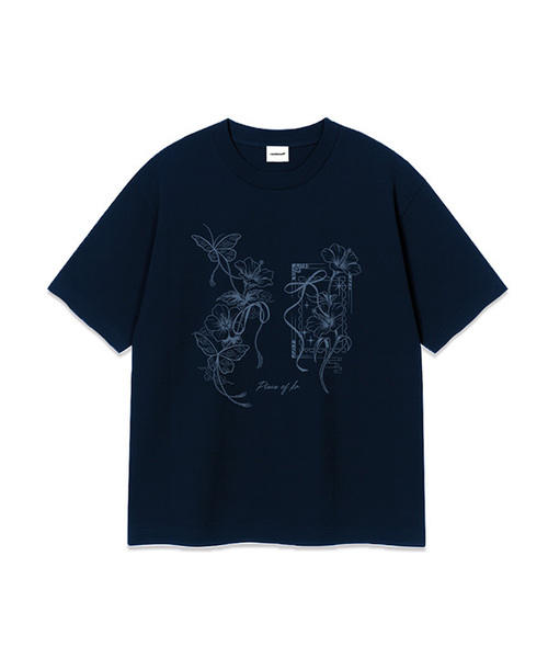 RANDOMOFF（ランダムオフ）の「FLOWER KNOT OVER FIT T-SHIRT (3color)（Tシャツ/カットソー・レディース・ネイビー/ホワイト/ブラック・SMALL/MEDIUM/LARGE/X-LARGE）」の3枚目の写真