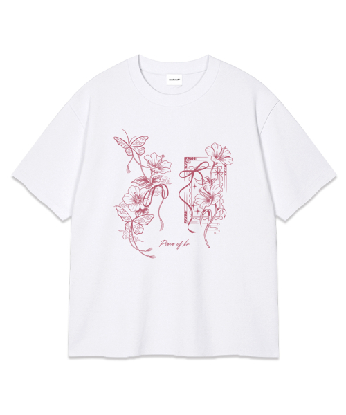 RANDOMOFF（ランダムオフ）の「FLOWER KNOT OVER FIT T-SHIRT (3color)（Tシャツ/カットソー・レディース・ネイビー/ホワイト/ブラック・SMALL/MEDIUM/LARGE/X-LARGE）」の4枚目の写真