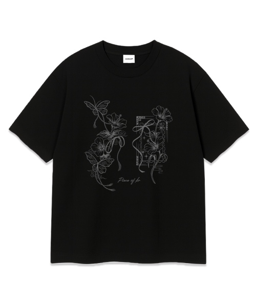 RANDOMOFF（ランダムオフ）の「FLOWER KNOT OVER FIT T-SHIRT (3color)（Tシャツ/カットソー・レディース・ネイビー/ホワイト/ブラック・SMALL/MEDIUM/LARGE/X-LARGE）」の5枚目の写真