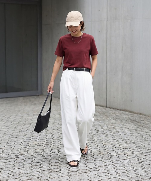 STYLE DELI(スタイルデリ)の「56cm丈BASICコットンTシャツ(Tシャツ/カットソー・レディース・エンジ/ホワイト・FREE)」の3枚目の写真