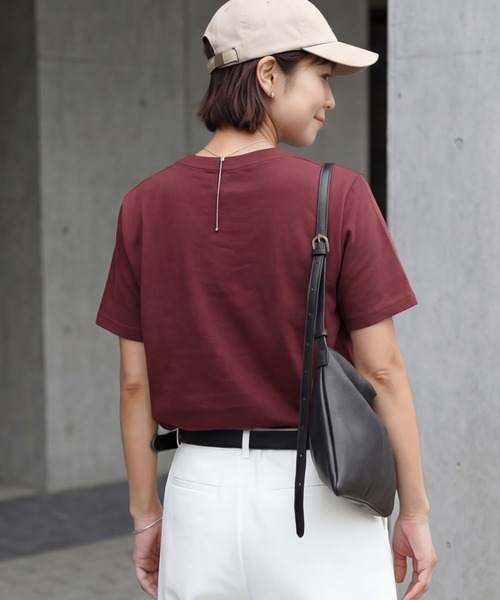STYLE DELI(スタイルデリ)の「56cm丈BASICコットンTシャツ(Tシャツ/カットソー・レディース・エンジ/ホワイト・FREE)」の5枚目の写真
