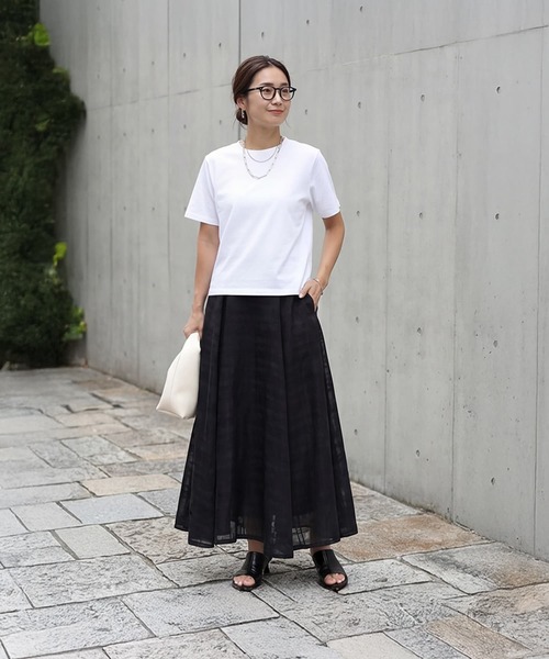 STYLE DELI(スタイルデリ)の「56cm丈BASICコットンTシャツ(Tシャツ/カットソー・レディース・エンジ/ホワイト・FREE)」の7枚目の写真