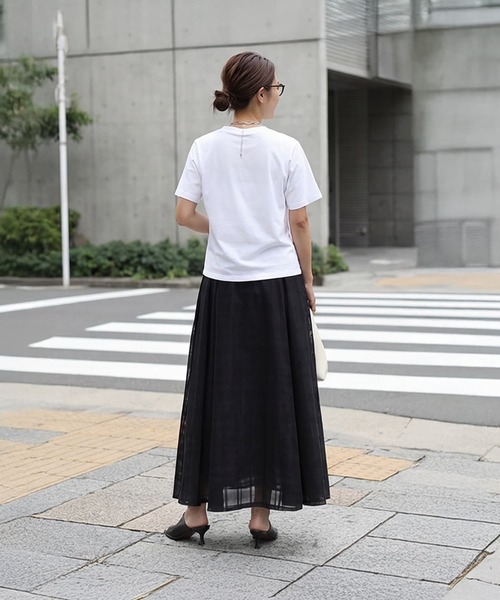STYLE DELI(スタイルデリ)の「56cm丈BASICコットンTシャツ(Tシャツ/カットソー・レディース・エンジ/ホワイト・FREE)」の11枚目の写真