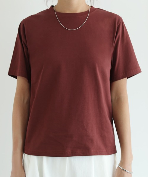 STYLE DELI(スタイルデリ)の「56cm丈BASICコットンTシャツ(Tシャツ/カットソー・レディース・エンジ/ホワイト・FREE)」の12枚目の写真