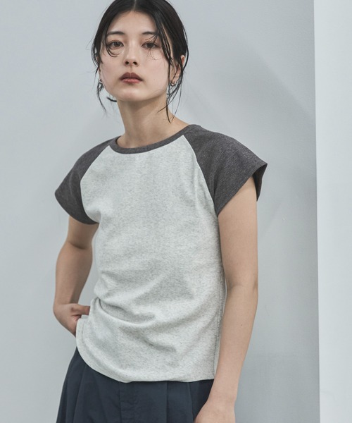 feepur(フェピュール)の「異素材ラグランフレンチTee(Tシャツ/カットソー・レディース・ネイビー/チャコールグレー・MEDIUM)」の13枚目の写真