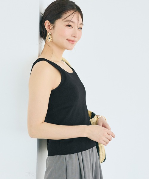 coca(coca)(コカ)の「スクエアネックニットタンクトップ(タンクトップ・レディース・ブラック/アイボリー/カーキ/グレー・L/M/S)」の14枚目の写真