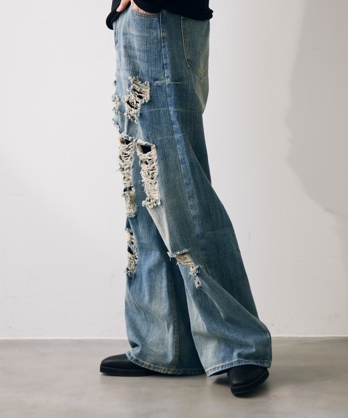 Shoowtime(ショウタイム)の「Vintage like damage denim / ビンテージライクダメージデニム(デニムパンツ・メンズ・ライトブルー・MEDIUM/LARGE/X-LARGE)」の9枚目の写真