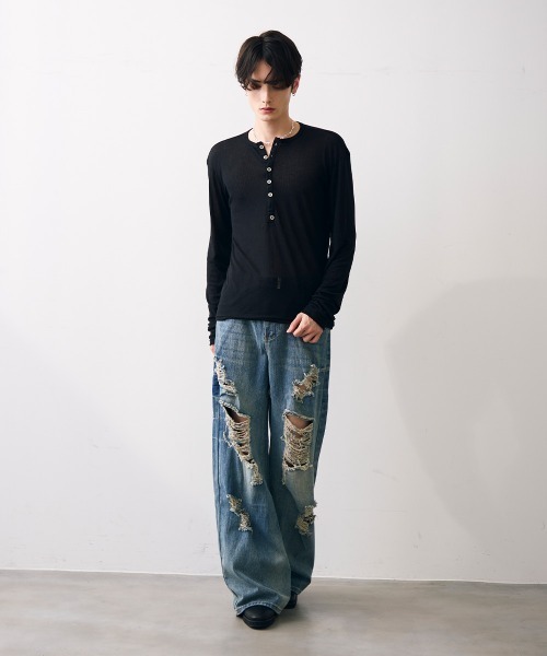 Shoowtime(ショウタイム)の「Vintage like damage denim / ビンテージライクダメージデニム(デニムパンツ・メンズ・ライトブルー・MEDIUM/LARGE/X-LARGE)」の10枚目の写真
