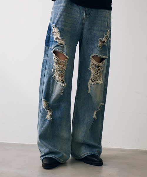 Shoowtime(ショウタイム)の「Vintage like damage denim / ビンテージライクダメージデニム(デニムパンツ・メンズ・ライトブルー・MEDIUM/LARGE/X-LARGE)」の12枚目の写真