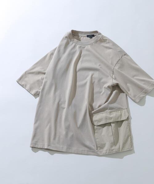 ITEMS URBANRESEARCH(アイテムズ アーバンリサーチ)の「サイドポケットキリカエクルーネックTシャツ(Tシャツ/カットソー・メンズ・ブラック/ピンク/ホワイト/ベージュ・X-LARGE/LARGE/MEDIUM)」の3枚目の写真
