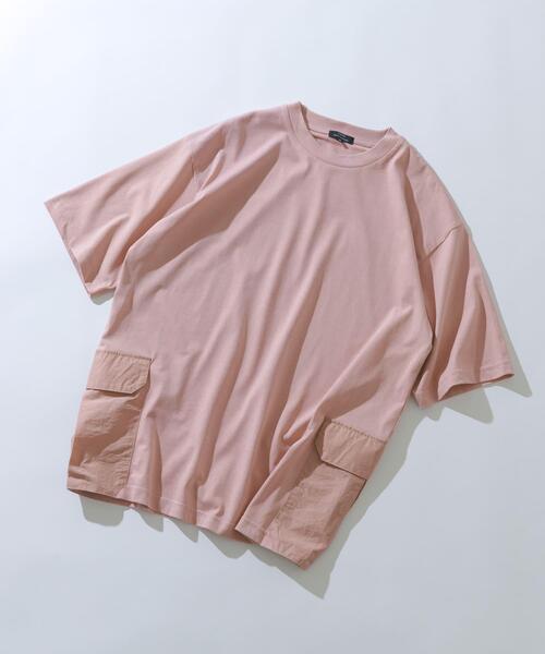 ITEMS URBANRESEARCH(アイテムズ アーバンリサーチ)の「サイドポケットキリカエクルーネックTシャツ(Tシャツ/カットソー・メンズ・ブラック/ピンク/ホワイト/ベージュ・X-LARGE/LARGE/MEDIUM)」の4枚目の写真