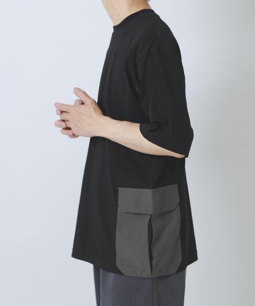 ITEMS URBANRESEARCH(アイテムズ アーバンリサーチ)の「サイドポケットキリカエクルーネックTシャツ(Tシャツ/カットソー・メンズ・ブラック/ピンク/ホワイト/ベージュ・X-LARGE/LARGE/MEDIUM)」の7枚目の写真