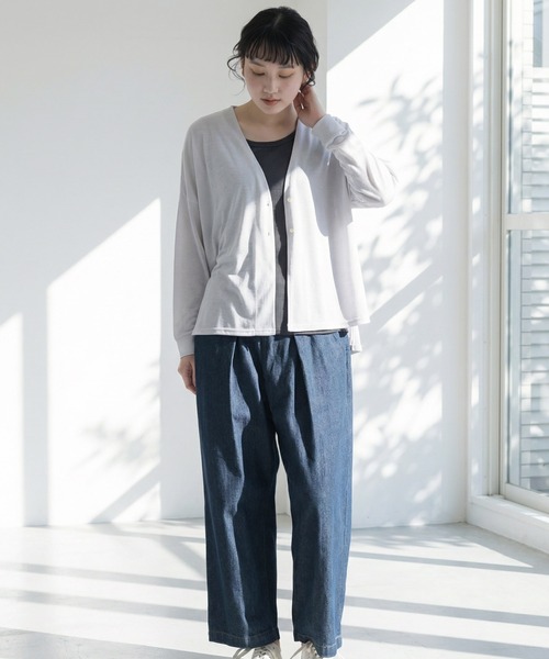 MARAI(マーライ)の「【接触冷感・UVカット】Vネック カーディガン サマーニット(カーディガン/ボレロ・レディース・オフホワイト/ライム/ブルー/グレー/ブラック・フリー)」の3枚目の写真