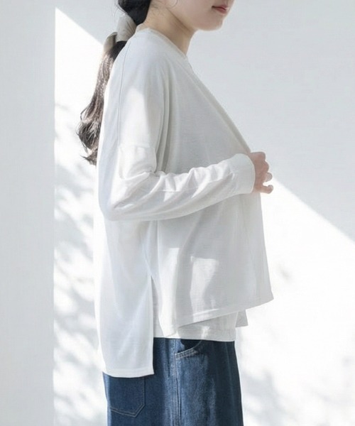 MARAI(マーライ)の「【接触冷感・UVカット】Vネック カーディガン サマーニット(カーディガン/ボレロ・レディース・オフホワイト/ライム/ブルー/グレー/ブラック・フリー)」の20枚目の写真