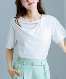 Emilyan（エミリアン）の「【 汗ジミ防止・撥水・速乾 】シルケットカットソー・アシメドレープTシャツ（Tシャツ/カットソー）」