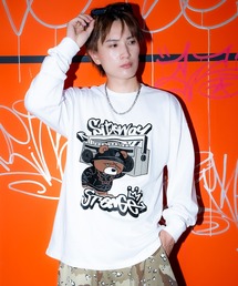 【SIDEWAY STANCE】オーディオ ダウナーベア プリント 長袖Tシャツ