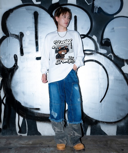 SIDEWAY STANCE（サイドウェイスタンス）の「【SIDEWAY STANCE】オーディオ ダウナーベア プリント 長袖Tシャツ（Tシャツ/カットソー・メンズ・ブラック/ホワイト・SMALL/X-LARGE/MEDIUM/LARGE）」の12枚目の写真