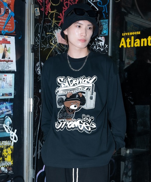 SIDEWAY STANCE（サイドウェイスタンス）の「【SIDEWAY STANCE】オーディオ ダウナーベア プリント 長袖Tシャツ（Tシャツ/カットソー・メンズ・ブラック/ホワイト・SMALL/X-LARGE/MEDIUM/LARGE）」の13枚目の写真