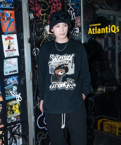 SIDEWAY STANCE（サイドウェイスタンス）の「【SIDEWAY STANCE】オーディオ ダウナーベア プリント 長袖Tシャツ（Tシャツ/カットソー・メンズ・ブラック/ホワイト・SMALL/X-LARGE/MEDIUM/LARGE）」の16枚目の写真
