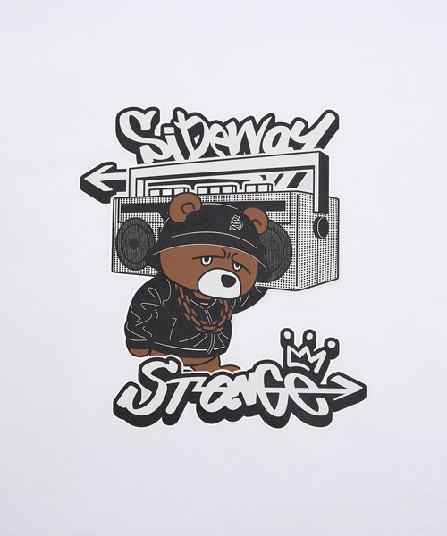 SIDEWAY STANCE（サイドウェイスタンス）の「【SIDEWAY STANCE】オーディオ ダウナーベア プリント 長袖Tシャツ（Tシャツ/カットソー・メンズ・ブラック/ホワイト・SMALL/X-LARGE/MEDIUM/LARGE）」の4枚目の写真