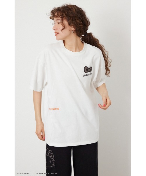RODEO CROWNS WIDE BOWL(ロデオクラウンズワイドボウル)の「(サンリオキャラクターズ) パターンモチーフTシャツ(Tシャツ/カットソー・レディース・ブラウン/ブラック/ライトブルー/オフホワイト・MEDIUM/LARGE)」の7枚目の写真
