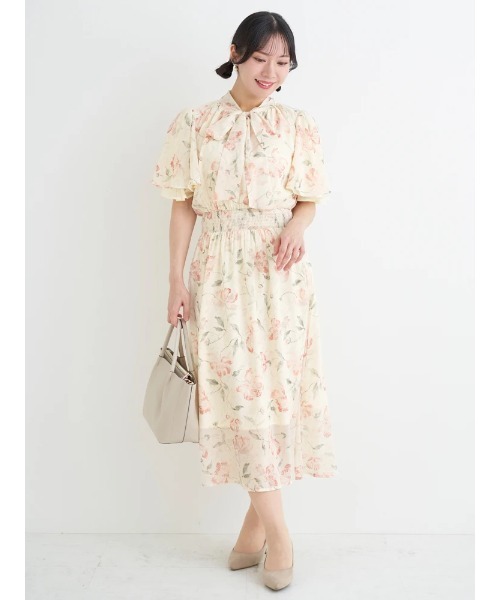 Re-J&SUPURE(リジェイアンドスプル)の「【大きいサイズ】【WEB限定】花柄ボウタイワンピース(ワンピース・レディース・ブルー/ピンク・XXXX-LARGE/XXX-LARGE/XX-LARGE)」の2枚目の写真