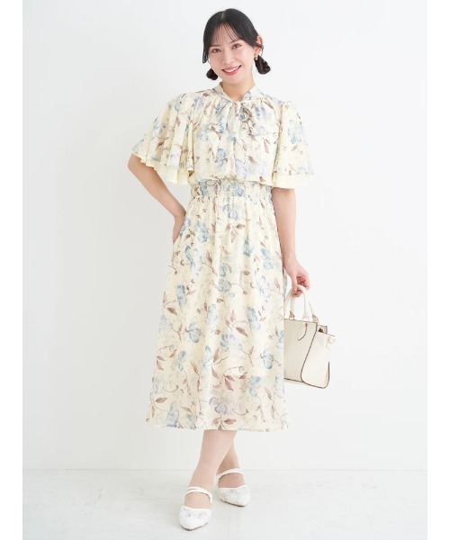 Re-J&SUPURE(リジェイアンドスプル)の「【大きいサイズ】【WEB限定】花柄ボウタイワンピース(ワンピース・レディース・ブルー/ピンク・XXXX-LARGE/XXX-LARGE/XX-LARGE)」の1枚目の写真