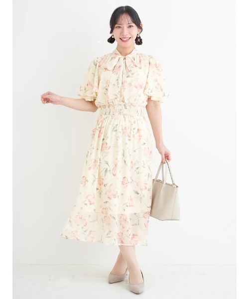 Re-J&SUPURE(リジェイアンドスプル)の「【大きいサイズ】【WEB限定】花柄ボウタイワンピース(ワンピース・レディース・ブルー/ピンク・XXXX-LARGE/XXX-LARGE/XX-LARGE)」の7枚目の写真