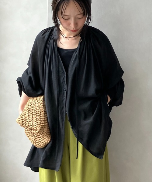zena(ジェナ)の「シアーブラウス前後2WAY(シャツ/ブラウス・レディース・ブラック/チャコールグレー/ピンク・MEDIUM)」の14枚目の写真
