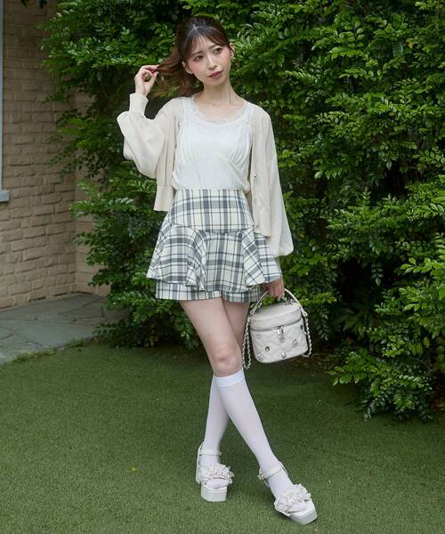 MAJESTIC LEGON（マジェスティックレゴン）の「レースクロスタンク（タンクトップ・レディース・ブラック/アイボリー/オフホワイト・MEDIUM）」の8枚目の写真