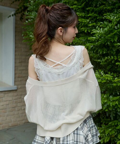 MAJESTIC LEGON（マジェスティックレゴン）の「レースクロスタンク（タンクトップ・レディース・ブラック/アイボリー/オフホワイト・MEDIUM）」の9枚目の写真