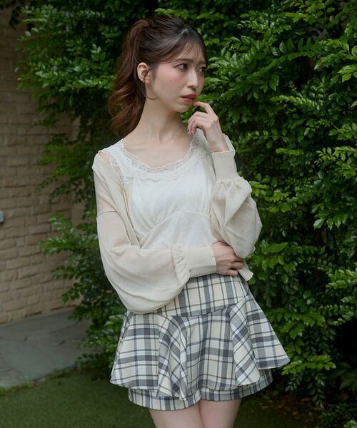 MAJESTIC LEGON（マジェスティックレゴン）の「レースクロスタンク（タンクトップ・レディース・ブラック/アイボリー/オフホワイト・MEDIUM）」の10枚目の写真
