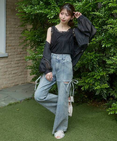 MAJESTIC LEGON（マジェスティックレゴン）の「レースクロスタンク（タンクトップ・レディース・ブラック/アイボリー/オフホワイト・MEDIUM）」の11枚目の写真