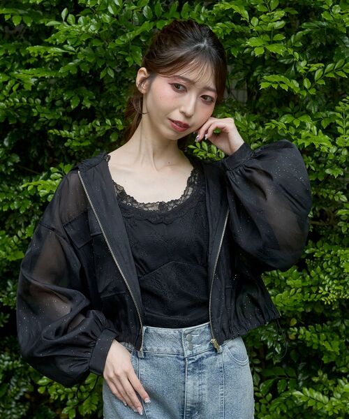 MAJESTIC LEGON（マジェスティックレゴン）の「レースクロスタンク（タンクトップ・レディース・ブラック/アイボリー/オフホワイト・MEDIUM）」の14枚目の写真