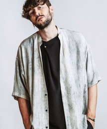 【NO ID.】Half Sleeve V-Neck BIG Shirt / ハーフスリーブ Vネック ビッグ シャツ
