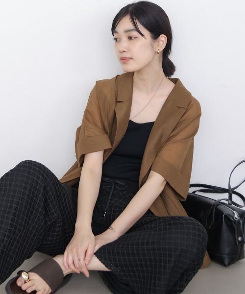 Bou Jeloud（ブージュルード）の「ショートスリーブジャケット（テーラードジャケット・レディース・グレー/ブラック/モカ・38）」の9枚目の写真