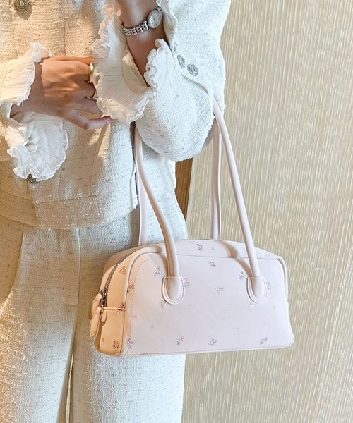 HOOK（フック）の「HOOK for girls　ロングハンドル花柄ミニボストンバッグ（ボストンバッグ・レディース・ライトグリーン/ライトブルー/ピンク・FREE）」の3枚目の写真