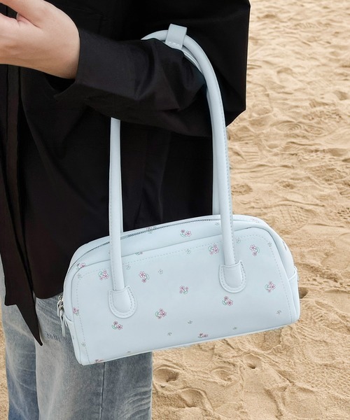 HOOK（フック）の「HOOK for girls　ロングハンドル花柄ミニボストンバッグ（ボストンバッグ・レディース・ライトグリーン/ライトブルー/ピンク・FREE）」の2枚目の写真